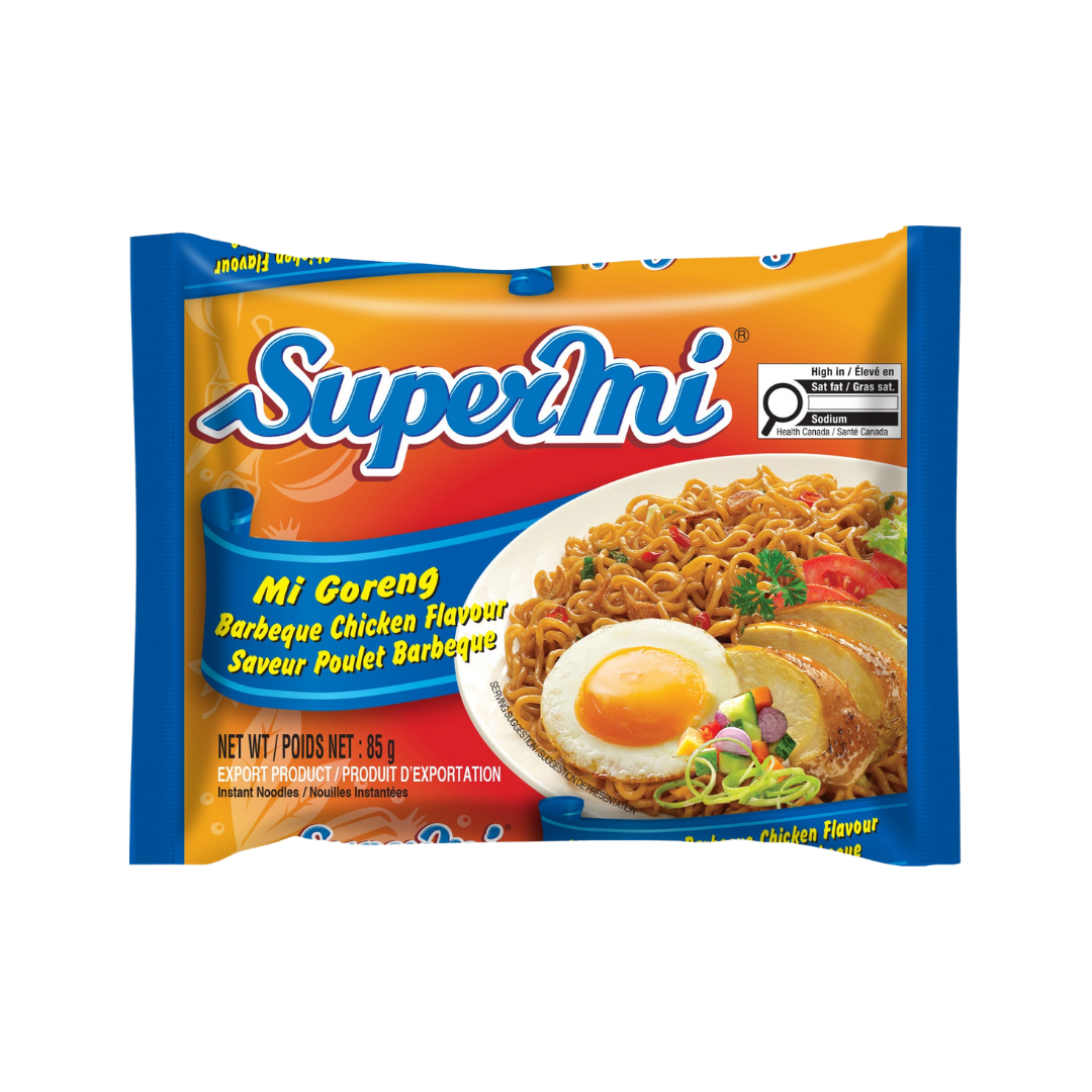 Supermi Mi Goreng Barbeque Chicken (20 pk) + 6 Packs of Fruit Tea Sosro Apple (6 x 350 ml)