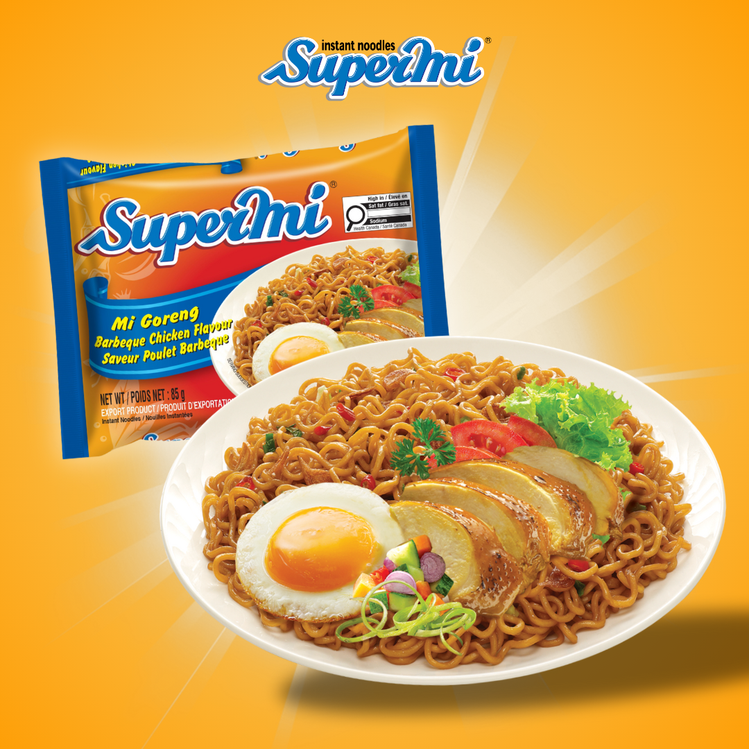 Supermi Mi Goreng Barbeque Chicken (20 pk) + 6 Packs of Fruit Tea Sosro Apple (6 x 350 ml)