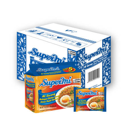 Supermi Mi Goreng Barbeque Chicken (30 pk) + MOLA Real Shrimp Chips Mix Variant - Original (2 pcs) + Ebi Mayo (2 pcs) + Lime Chili (2 pcs)